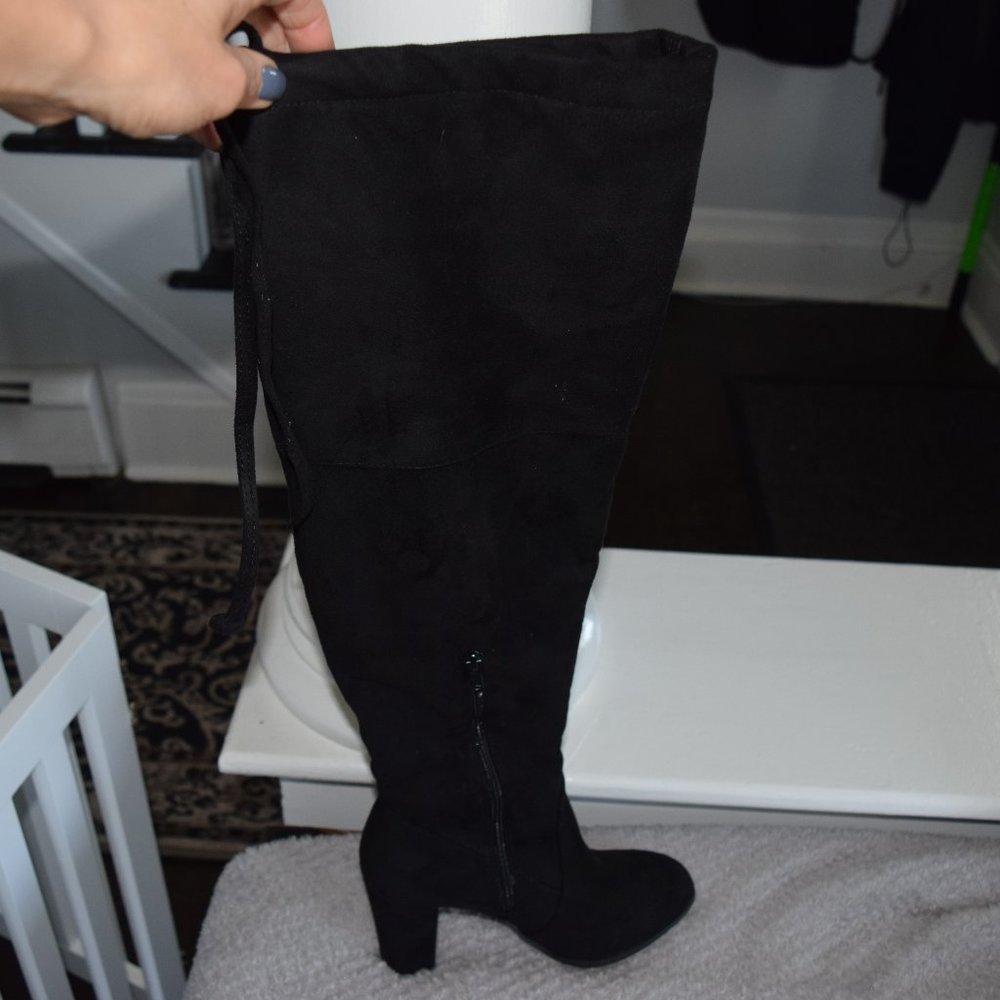 Fergilicious,  Over the Knee Black Suede Boots